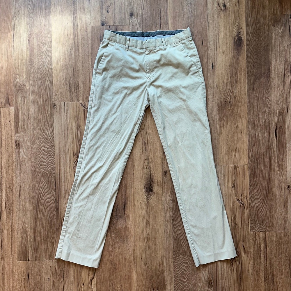 Murano Wardrobe Essentials Mens Khaki Chino Pants 32x34 Front Stretch Cotton